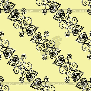 Seamless pattern with ornamental flowers - vector image