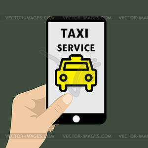 Применение такси на телефоне - изображение в векторе