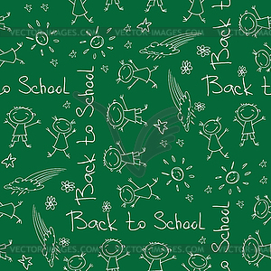 Back to school - pen sketch seamless background - royalty-free vector clipart