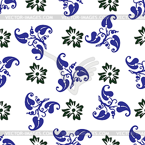 Seamless pattern with ornamental flowers - vector clipart