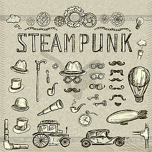 Комплект коллекции Steampunk - векторное изображение клипарта