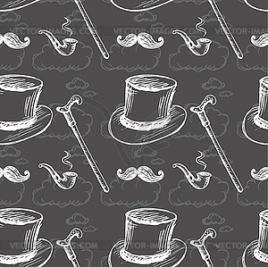 Seamless pattern with steampunk top hat - vector clip art