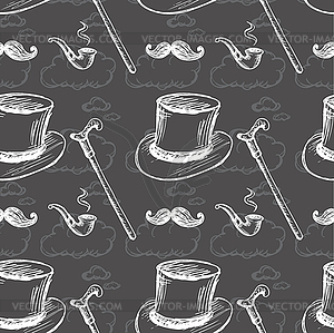 Seamless pattern with steampunk top hat - vector clip art