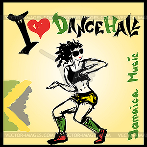 Dancer dancehall style, hand drawing - stock vector clipart