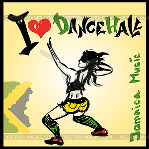 Dancer dancehall style, hand drawing - vector clip art