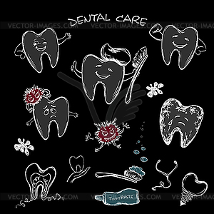 Dental set - tooth past, tooth brush and dental - vector image