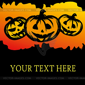 Halloween Party Background with Pumpkins - vector image