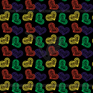 Decorative hearts seamless pattern - vector clipart