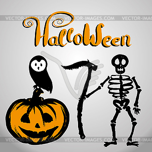 Halloween background with pumpkin - vector image