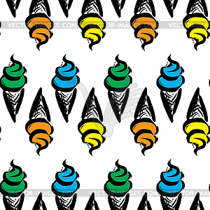 Ice cream in waffle cup - vector image