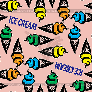 Ice cream in waffle cup - vector clipart