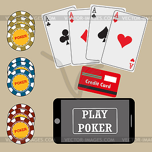 Online poker - vector clipart