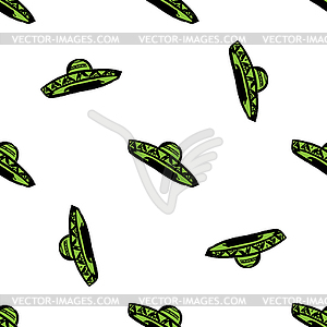Seamless pattern with mexican hat sombrero - vector image