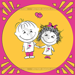 Man and woman holding hands - vector clip art