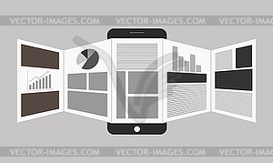 Online reading news or web surfing using smartphone - vector image