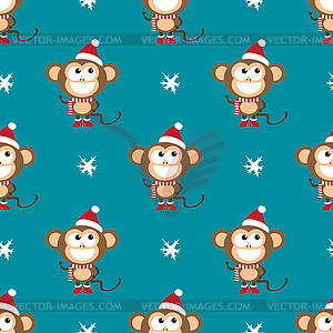 Background with monkeys and snowflakes - vector clipart