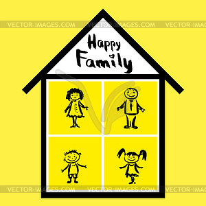 Happy family and home - vector image