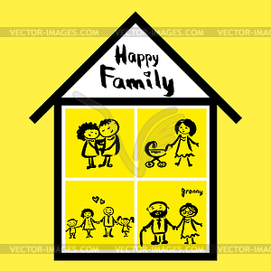 Happy family and home - vector image