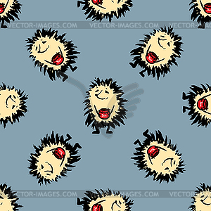 Hedgehog with jar of jam Seamless pattern - vector clipart