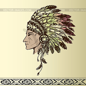 Native American Head - vector clipart