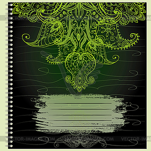 Cover for notebook with paisley ornament - vector image