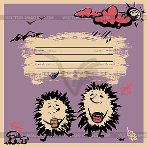 Notebook cover design with Hedgehog with jam, and - vector clipart