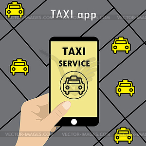 Public taxi online service, mobile application - vector image
