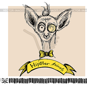 Portrait of lemur Hipster on background - vector EPS clipart