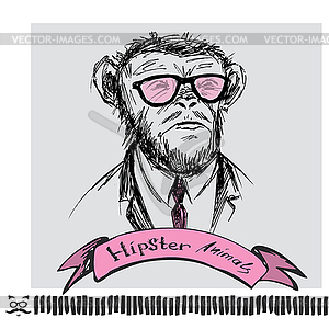 Portrait of Hipster on background - vector clip art