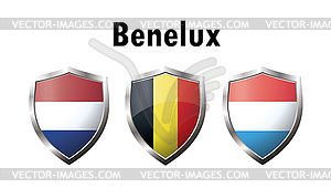 Набор значков флага стран Бенилюкса - векторный эскиз