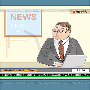 News anchor men headline tv, - vector image