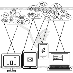 Cloud Computing Thin Line - vector EPS clipart