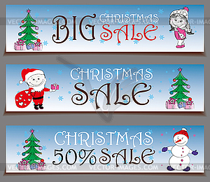 Баннеры рождественские распродажи - рисунок в векторном формате