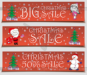 Banners Christmas sale - vector clipart