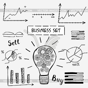 Doodle graphs and charts - vector EPS clipart