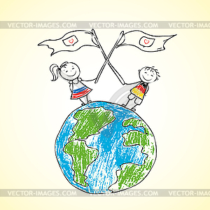 Children on planet earth - vector clip art