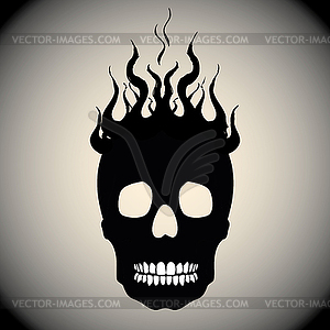 Skull on Fire with Flames - vector clipart