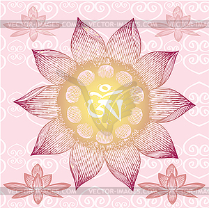 Om Design,lotus flower, - vector clipart