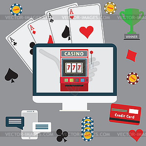 Gambling flat icons set. Casino concept collection - vector image