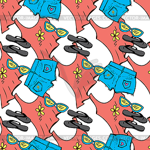 Summer Clothes seamless pattern - vector clip art