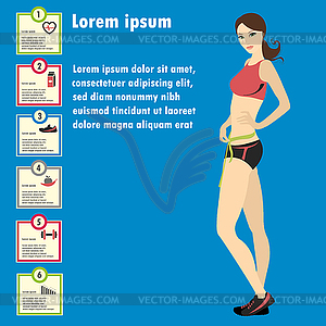 Slim Girl with measuring tape, - vector image