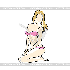 Beautiful girl in swimsuit - vector clip art