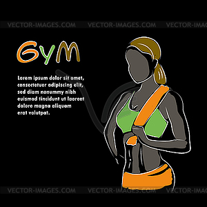 Fitness club logo or banner with woman silhouette - vector image