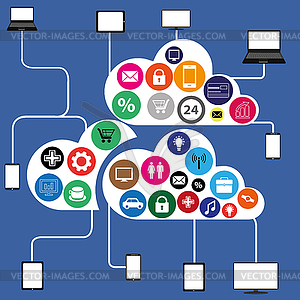 Концептуальная фотография облачного приложения - изображение в векторе / векторный клипарт