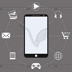 Mobile App,human hand smart phone - stock vector clipart