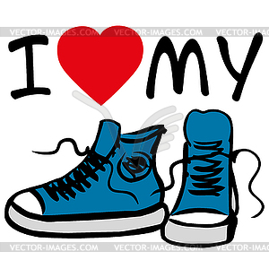 I love my sneakers - vector image