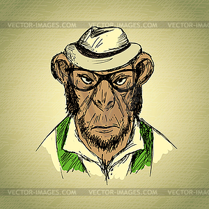 Fashion Portrait of Monkey Hipster - vector clipart