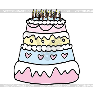 Birthday Cake With Candles - vector clipart