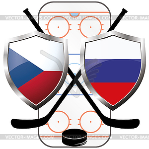 Hockey logo- Czech Republic vs russia - vector clipart