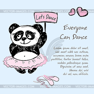 Panda Girl балерина, фон - клипарт в векторном формате